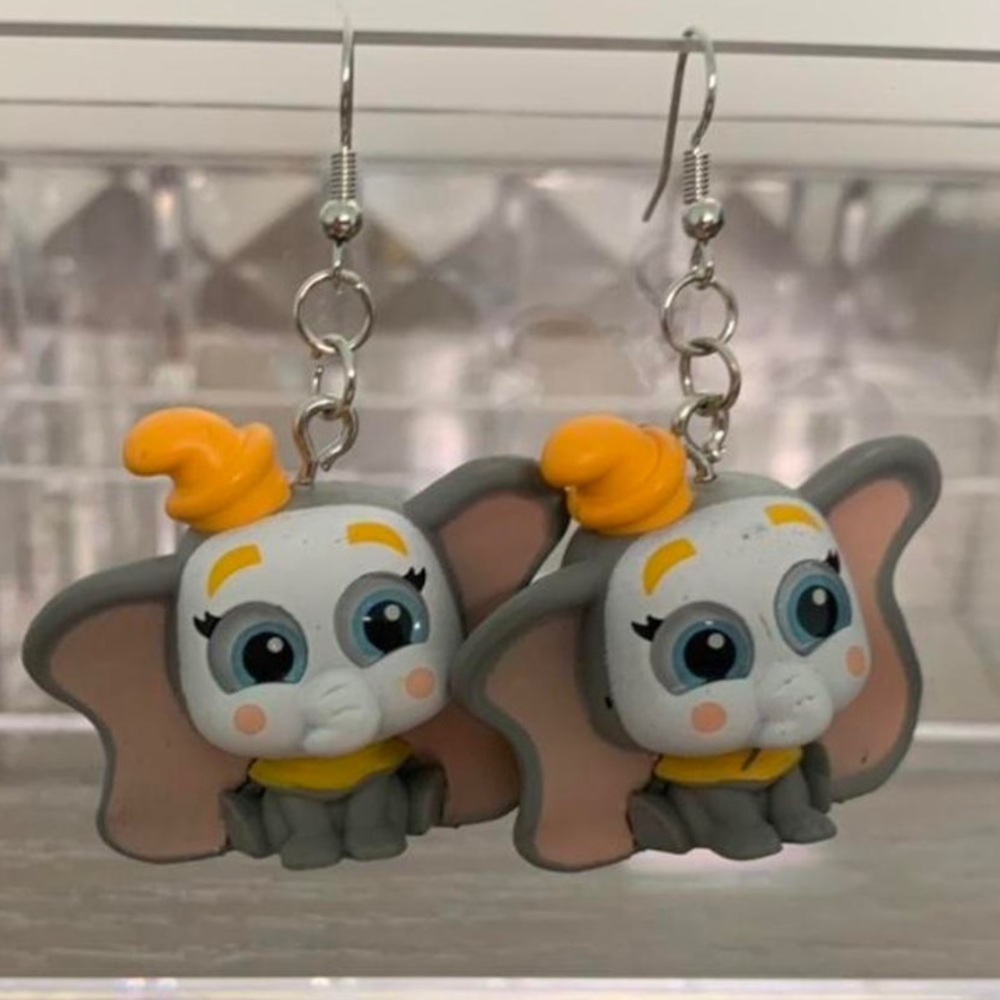 Disney Dumbo Earrings with Gray and Orange Accents